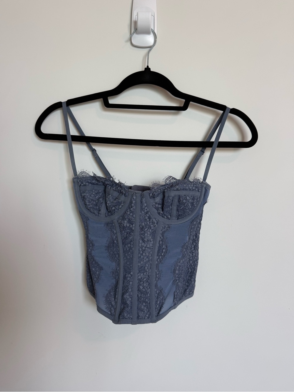 Urban Outfitters Lace Corset Tank Top in Slate Blue